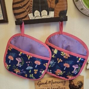 Colorful Mushroom Print Potholders